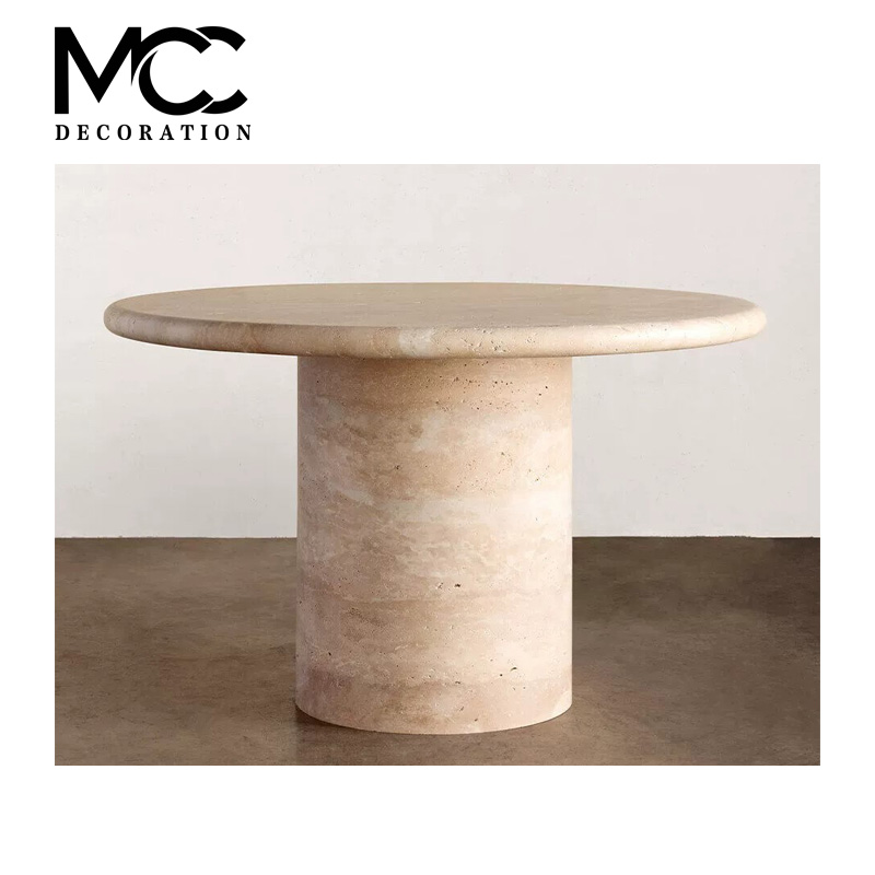 Round shape travertine coffee table