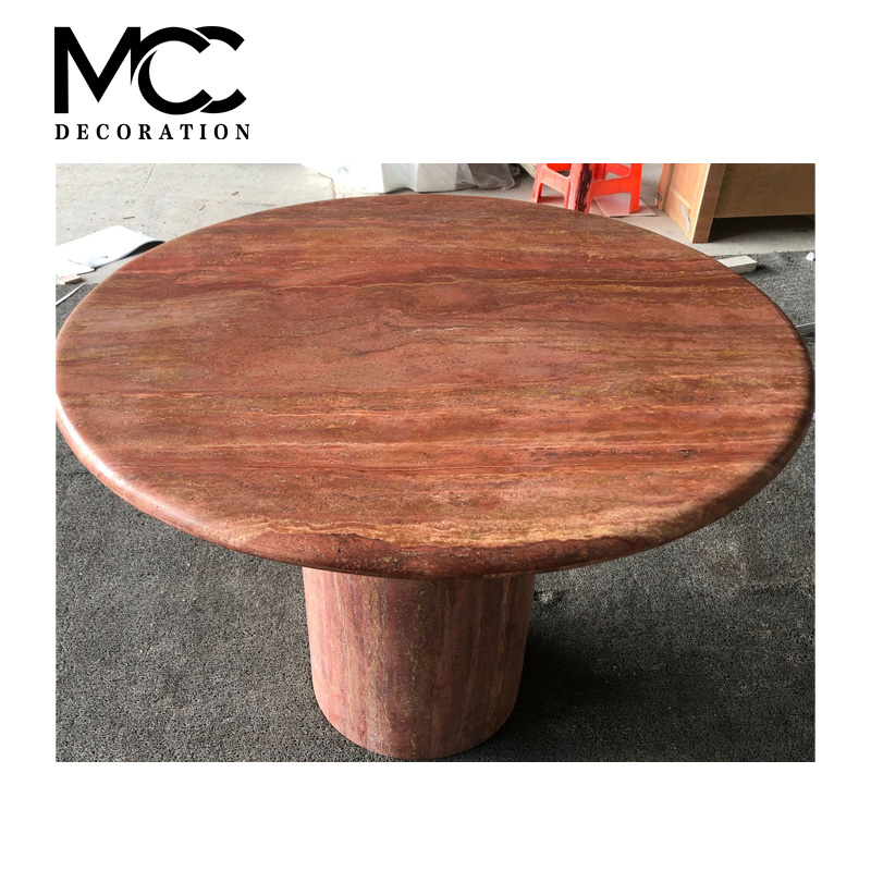 Red travertine coffee table